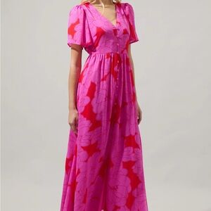 Piper & Scoot Sugarlips Floral Pink Dress, Med, wedding, bridesmaid, graduation